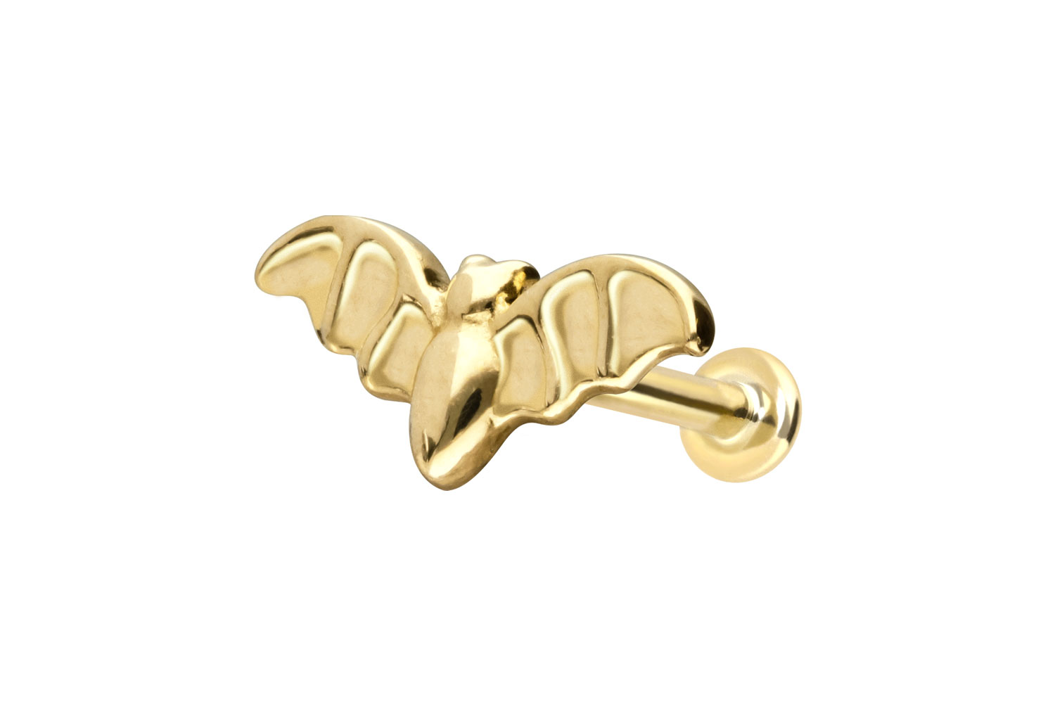 14 Karat Gold Labret Piercing mit Push Fit FLEDERMAUS